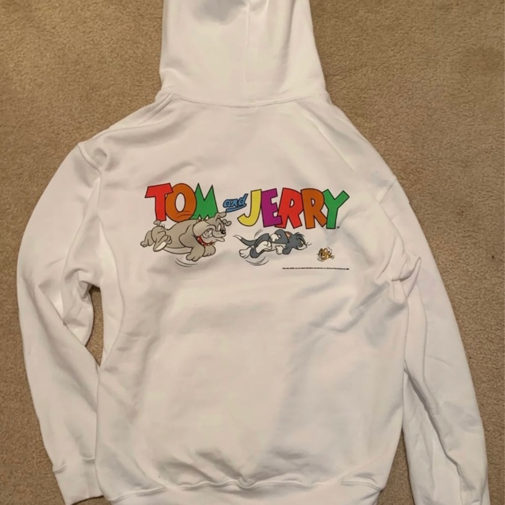 Tom and Jerry white hoodie merch tv shirt cartoon - Picture 3 of 3